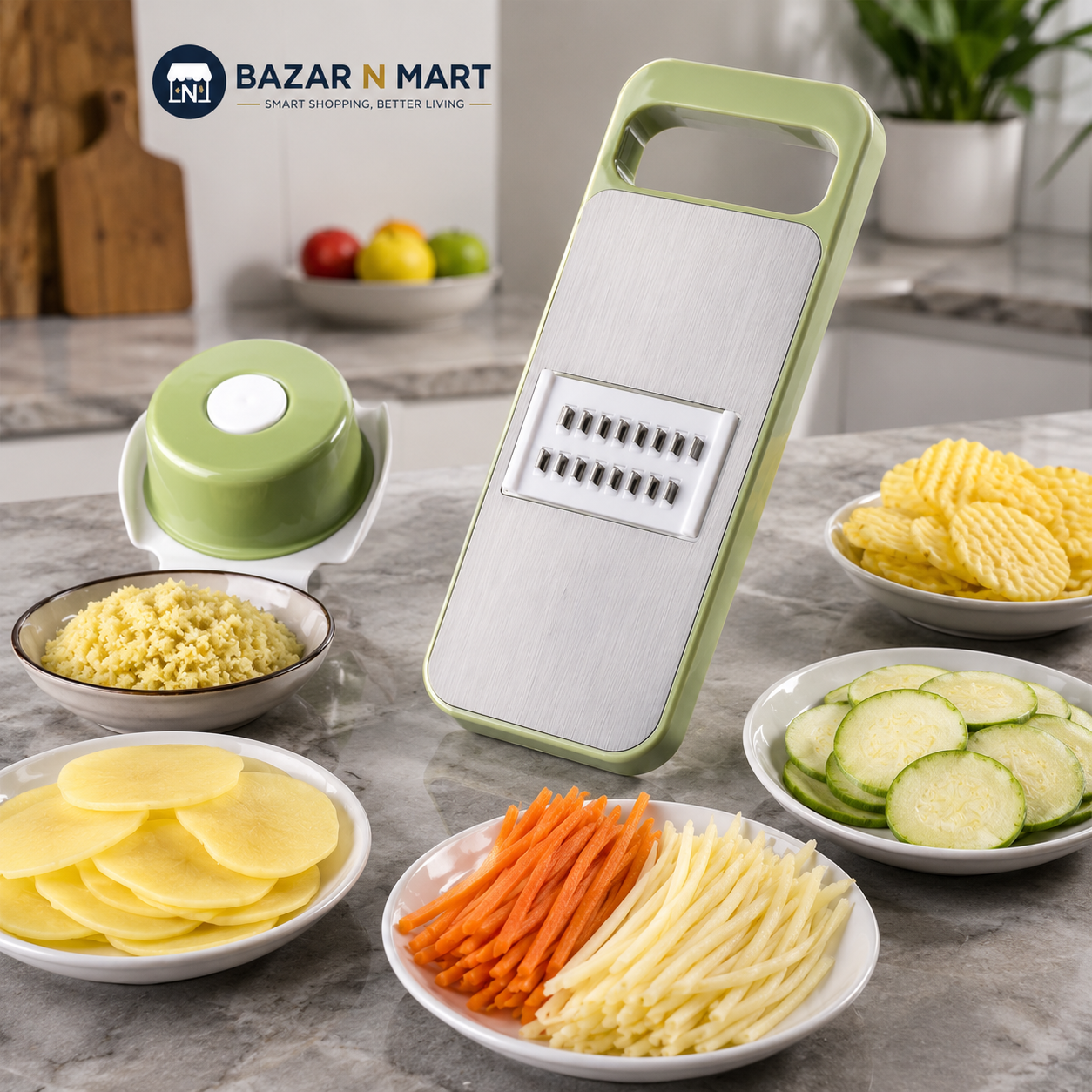 5-in-1 Multifunctional Stainless Steel Vegetable Cutter & Slicer