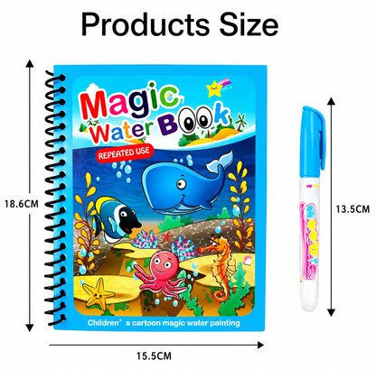 Magic Water Book Set (2 Different Books + 2 Water Pens)