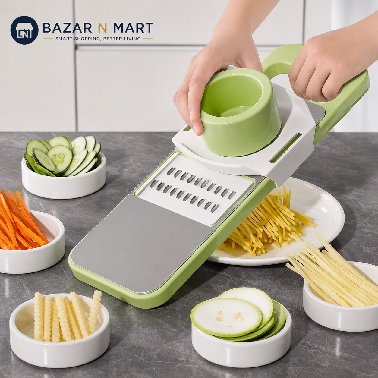 5-in-1 Multifunctional Stainless Steel Vegetable Cutter & Slicer