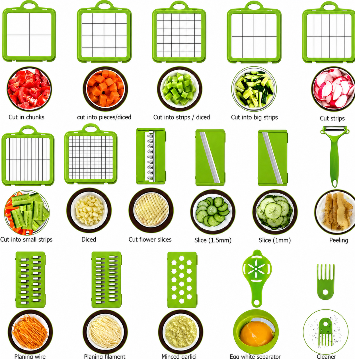 22-in-1 Multi-Function Vegetable Cutter – Chop, Slice & Grate Original