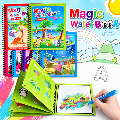 Magic Water Book Set (2 Different Books + 2 Water Pens)