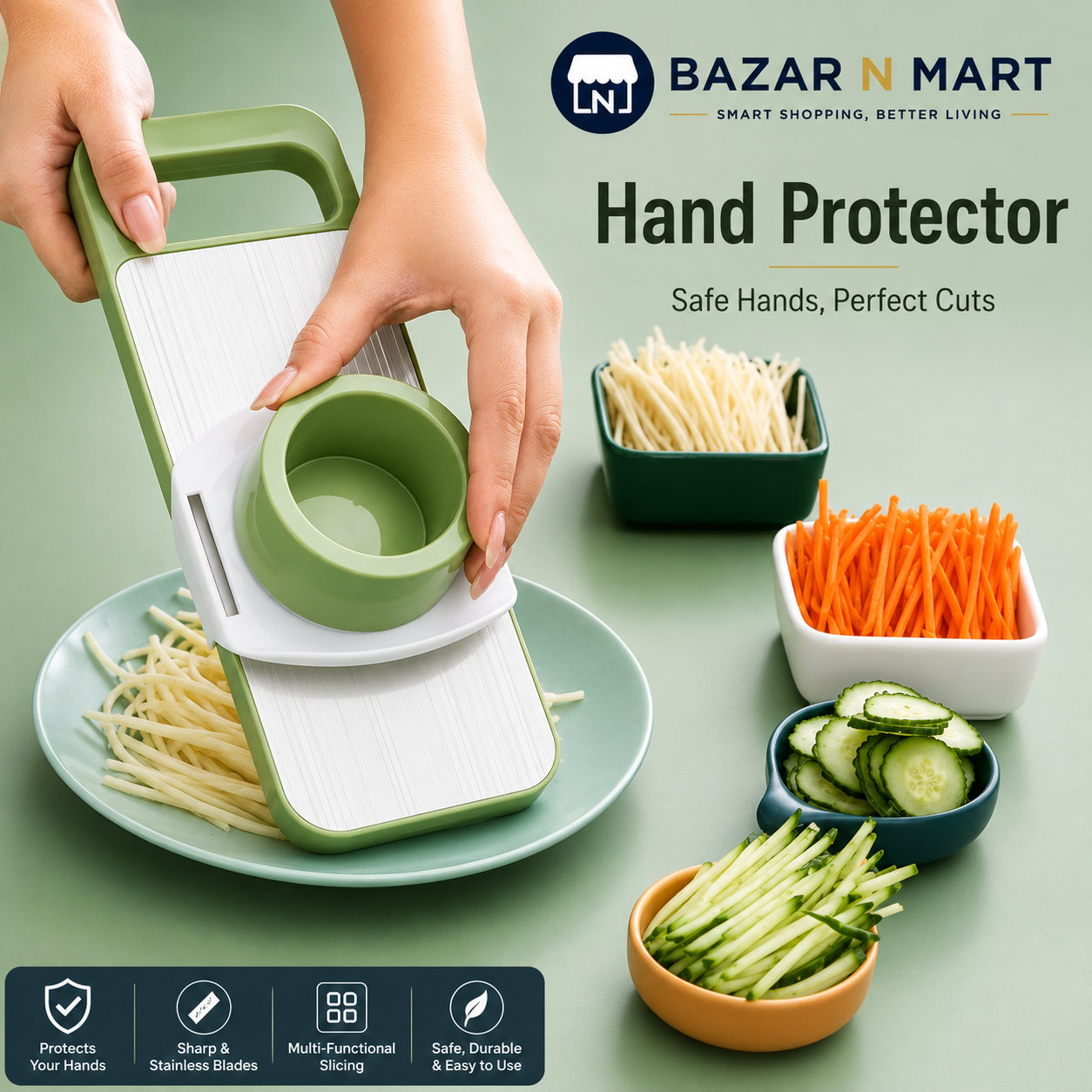 5-in-1 Multifunctional Stainless Steel Vegetable Cutter & Slicer