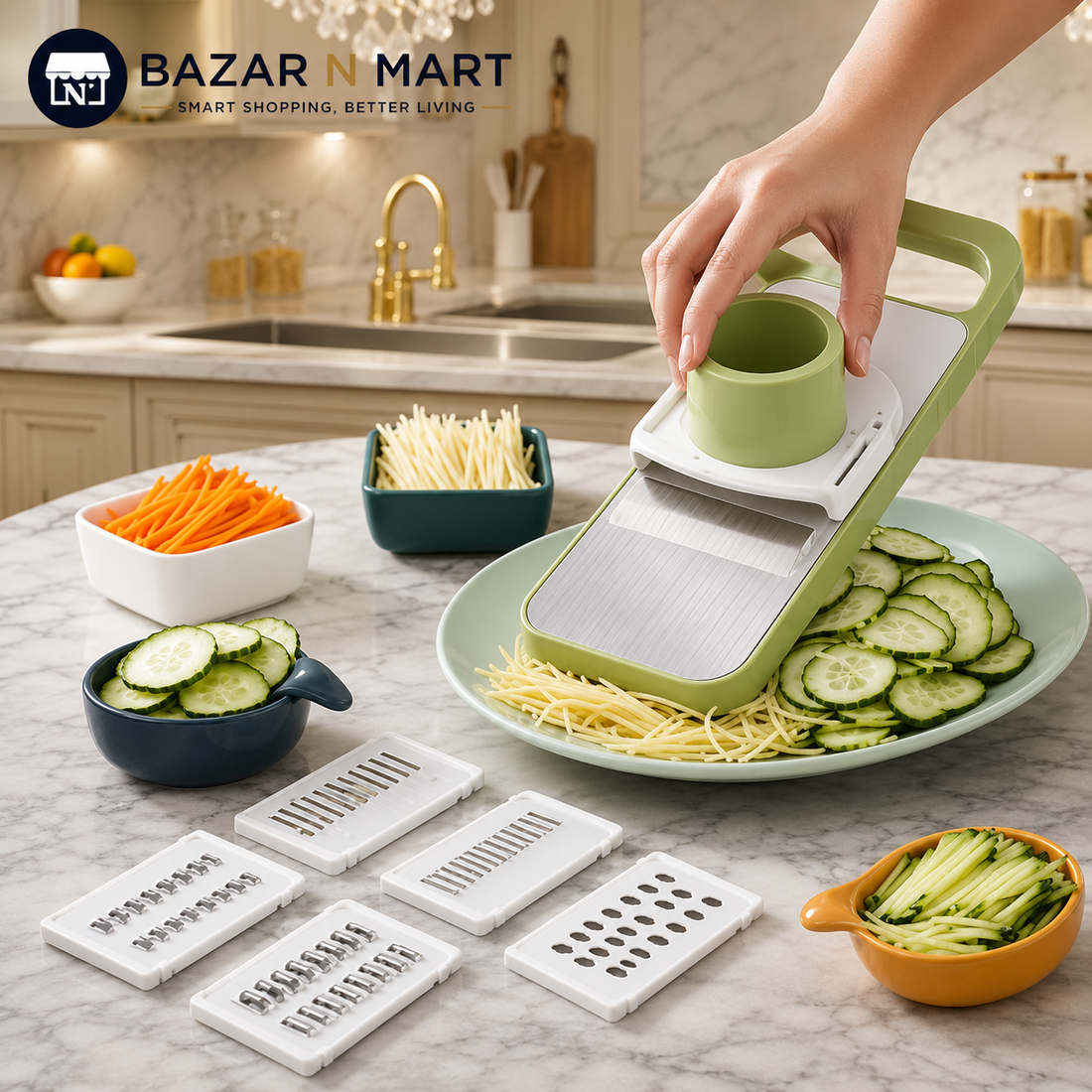 5-in-1 Multifunctional Stainless Steel Vegetable Cutter & Slicer